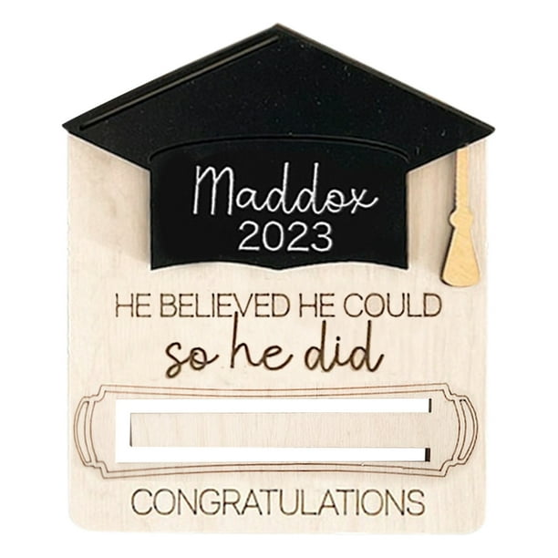 Xihbxyly Cartera de Madera para Graduación, Adorno para Tarta con Forma de Dinero, Regalo de Graduación Personalizado, Celebración de Secundaria o Universidad, Práctica Bandeja de Almacenamiento, Reg
