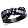 thumbnail image 1 of Alamode TK2140-8 Bague en Acier Inoxydable Noire IP pour Femmes avec Grade AAA CZ en Améthyste - Taille 8, 1 of 1