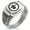 Silver, variant on Stainless Steel Akai Samurai Crest CZ Ribbed Needle Stripe Pattern Biker Style Polished Ring