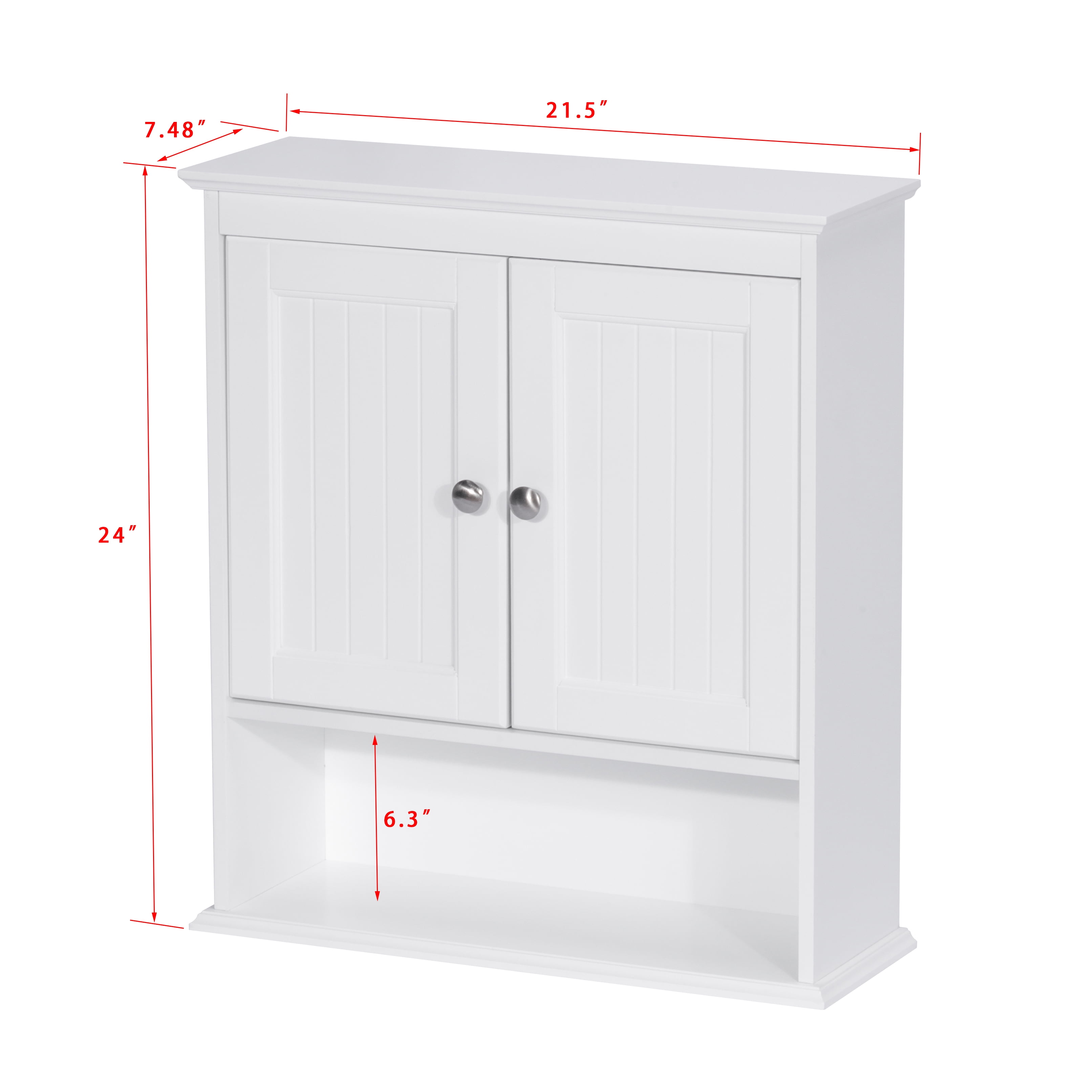 STAROUS Bathroom Cabinet Wall Mounted with Doors, Wood Hanging Cabinet, Wall Cabinets with Doors and Shelves Over The Toilet,White