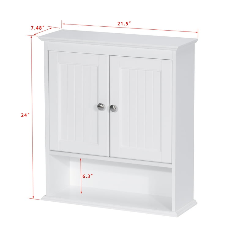 Spirich Home Bathroom Cabinet Wall Mounted with Doors, Wood Hanging Cabinet