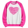 thumbnail image 4 of Girls Valentine's Day Sweatshirt Hot Pink Long Sleeve Crewneck with Heart Graphic Cute Gift for Kids 4-14 Years,Size 7-8 T, 4 of 5