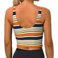 thumbnail image 3 of Vsdgher Colorful Pastel Stripes Print Women Sleeveless Athletic Tank Top Built-in Bra Camisole Sports Vest for Yoga Running Fitness Exercise with Removable Pads, 3 of 8