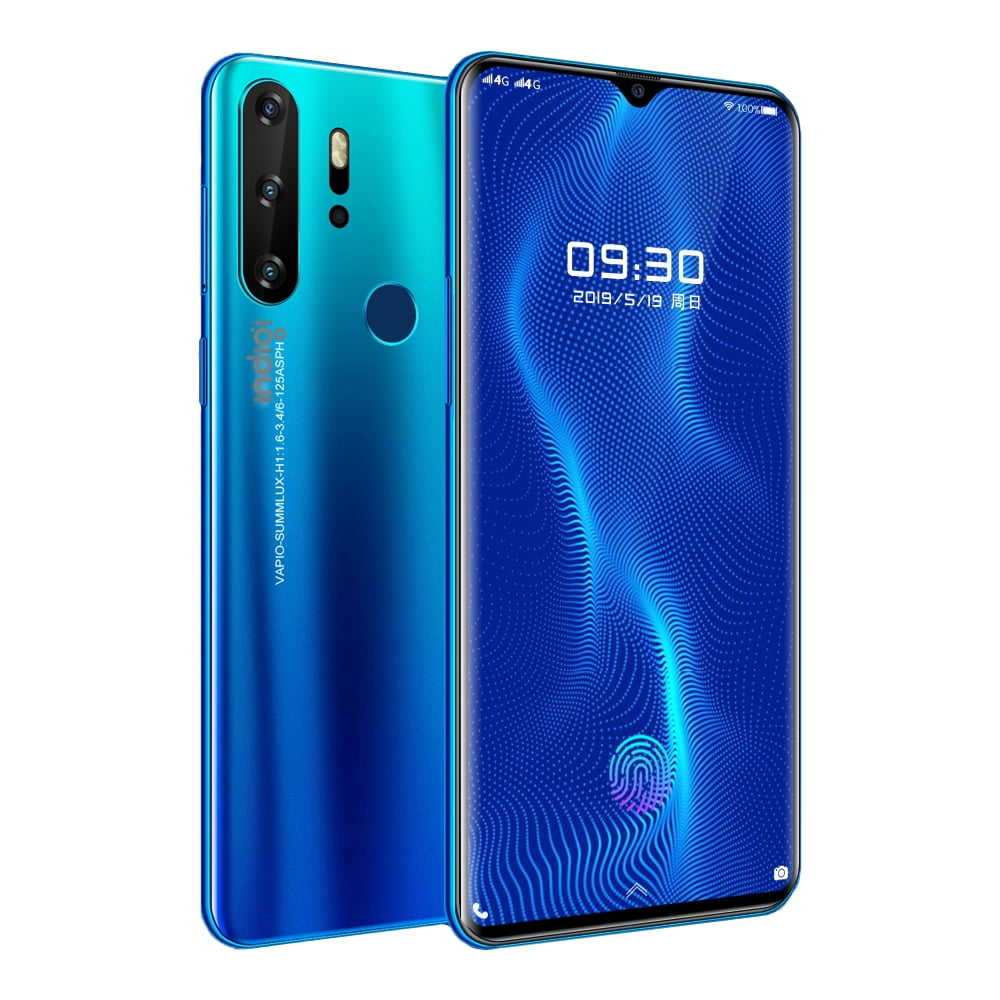 P1 Pro Android SmartPhone by Indigi, 6.3-inch FHD+, 128GB & 6GB RAM, 4800mAh Battery (4G LTE GSM Unlocked), Blue