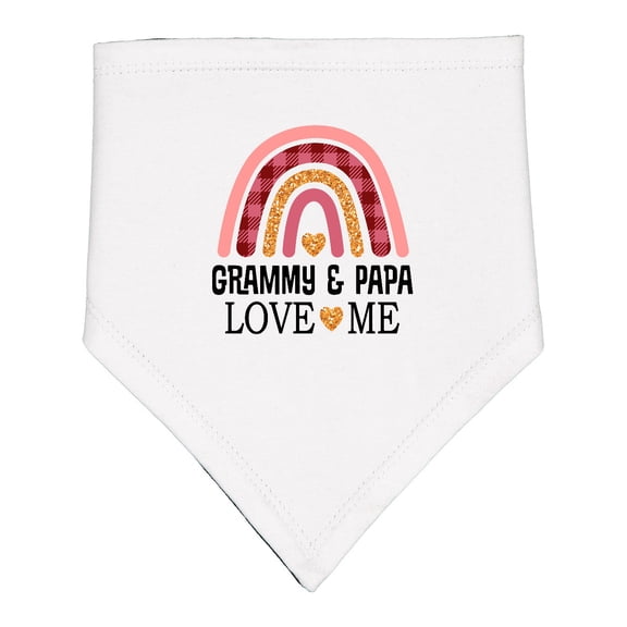 Inktastic Grammy and Papa Love Me Granddaughter Rainbow Baby Bandana Bib