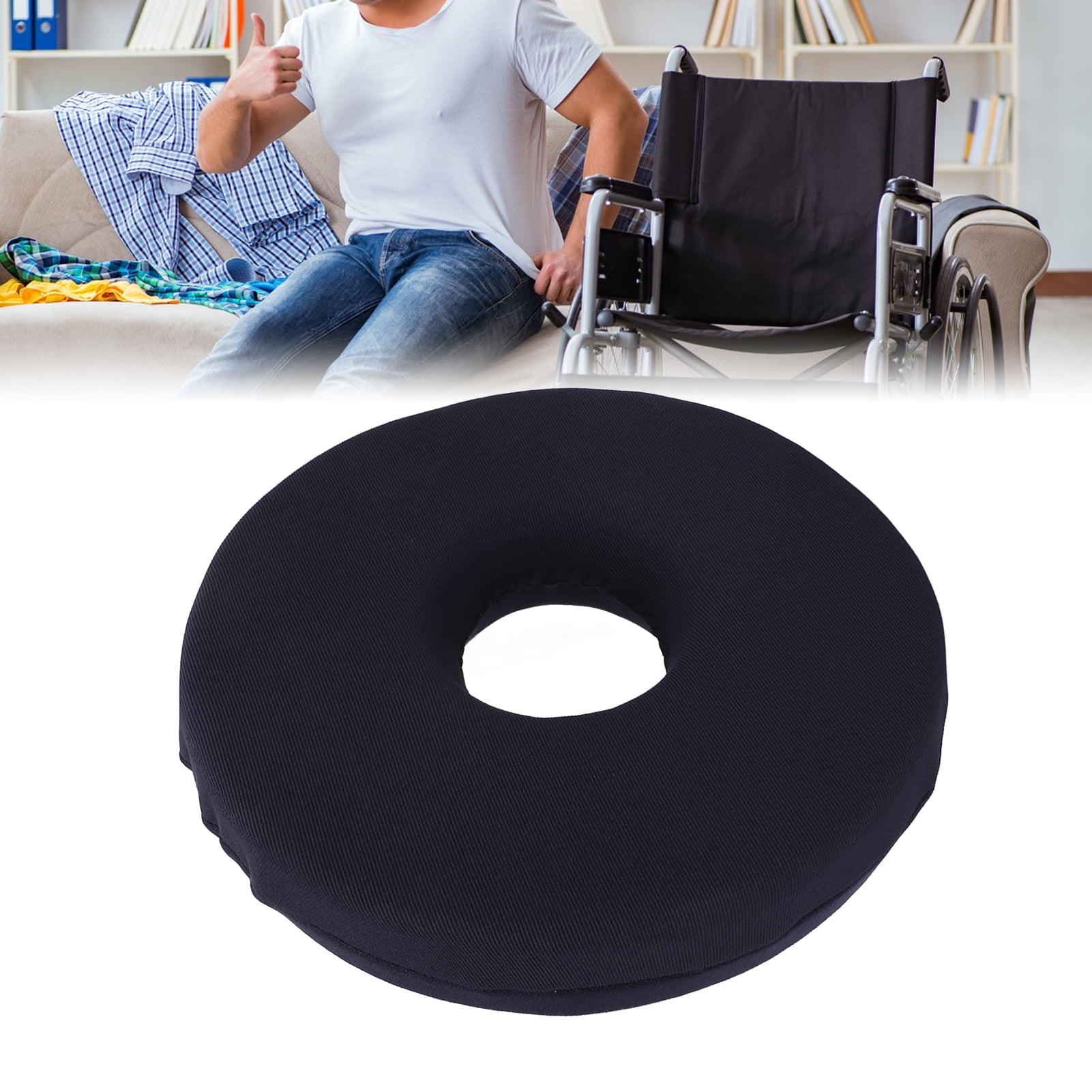 EZSPTO Pressure Ulcer Donut Cushion,Donut Pillow Bed Sore Decubitus Pain Relief Cushion for Bedridden Patient Elderly Black 25cm,Ergonomic Donut Pillow