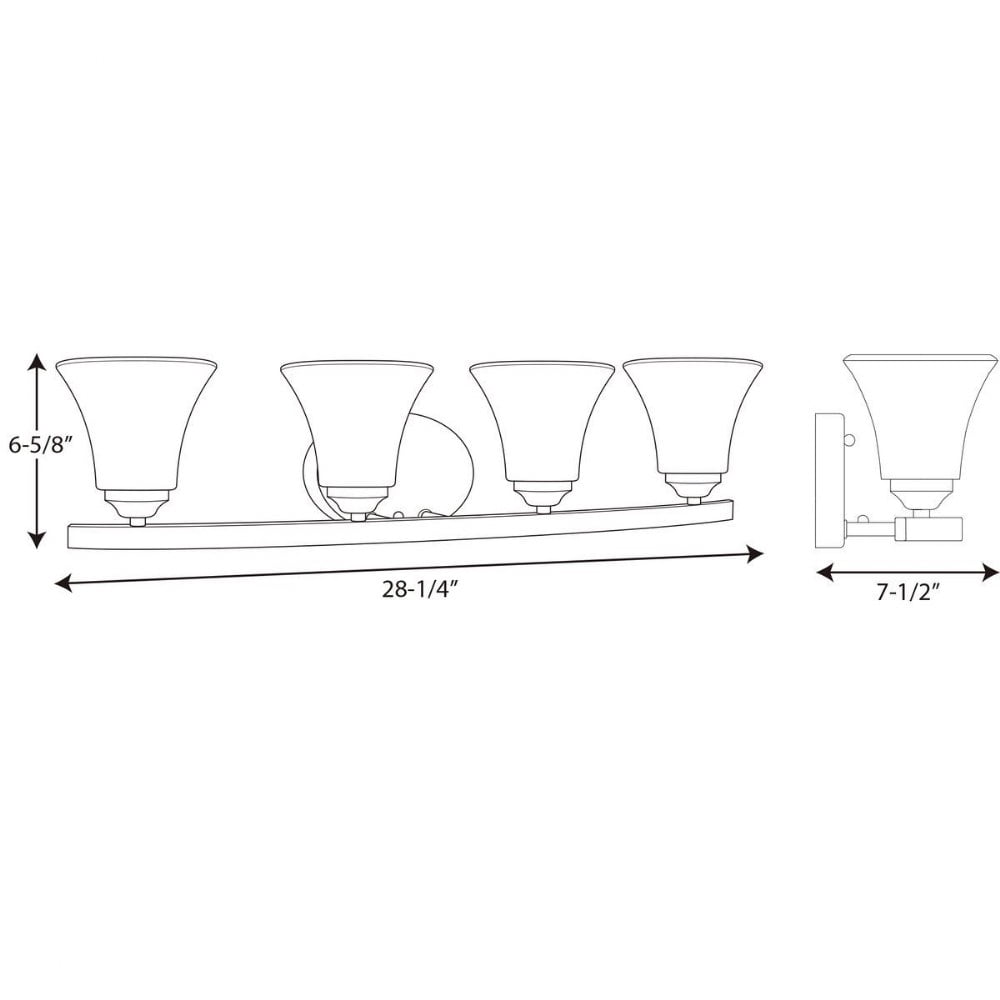 Adorn Collection Four-Light Polished Chrome Etched Glass Traditional Bath Vanity Light