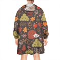 thumbnail image 2 of Cute Hedgehog and Mushroom Wearable Oversized Blanket,Wearable Blanket Hoodie for Adults,Cozy Hooded Blankets with Super Pockets,Super Warm Fuzzy Pullover for Women & Men, 2 of 6