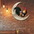 thumbnail image 3 of Creative Moon Metal Hanging Sign Escultura coleccionable de estatuilla 35cm Gloria Arte de la pared de la luna del gallo, 3 of 8