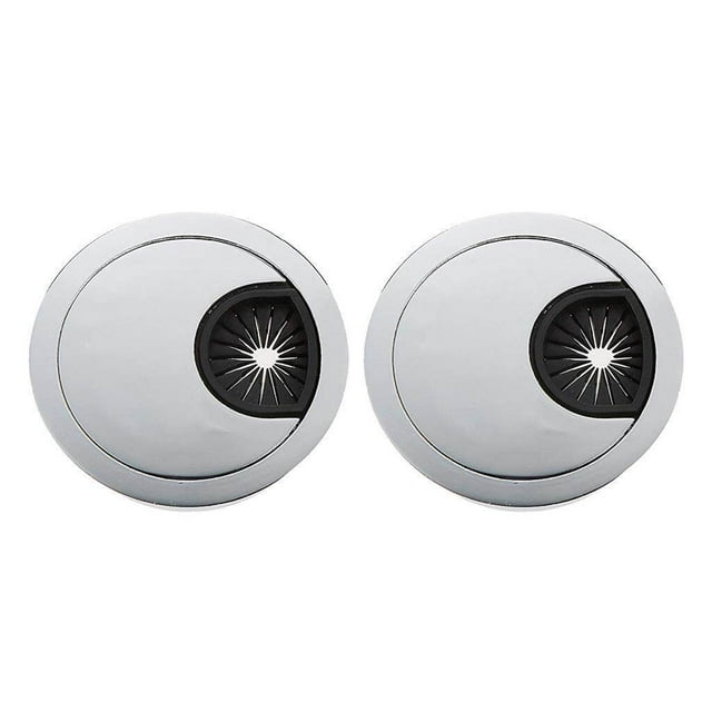 VONKY 2Pcs 60mm Computer Desk Table Grommet Cable Port Wire Hole Cover Silver