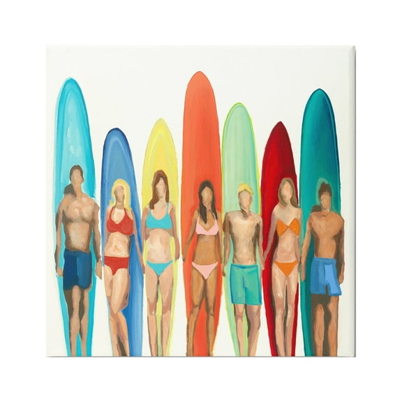 Stupell Industries Surfers & Boards Summer Sports Painting Gallery Wrapped Canvas Print Wall Art, 24 x 24