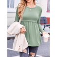 thumbnail image 4 of Weardear 3 Pack Womens Maternity Tops Pleated Long Sleeve Pregnancy Shirts Regular Fit Tunic Casual Maternity Clothes, 4 of 6