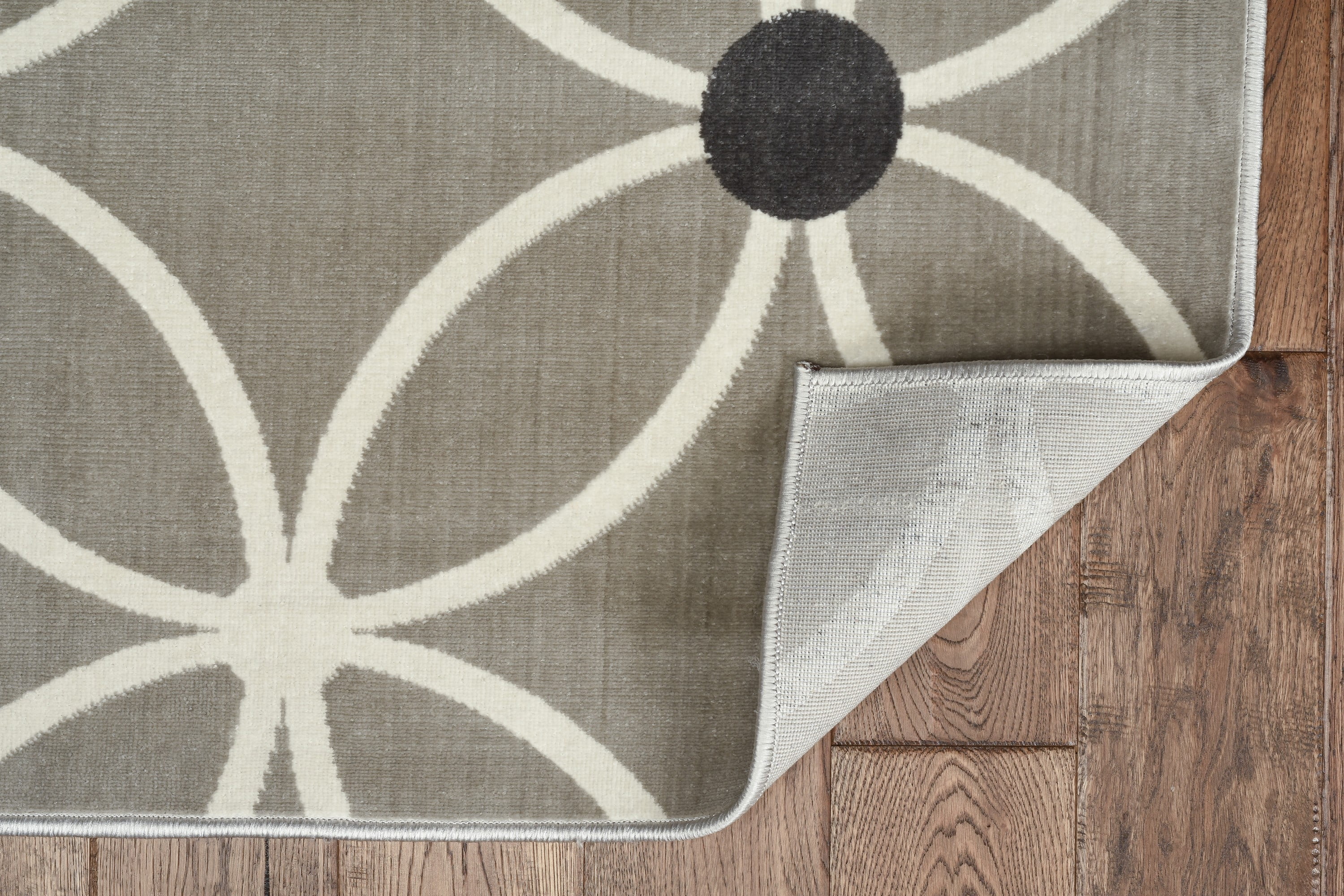 Vintage Tangram Rug Grey 8x10 Soft Microfiber Polyester Distressed Design