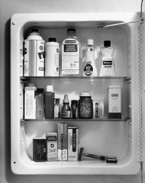 Pharmaceutical Products In A Medicine Cabinet Stretched Canvas