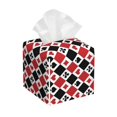 thumbnail image 1 of Saiise Playing Cards Pattern Square Leather Tissue Box Cover for Home Office Car Table, PVC Waterproof Durable Stylish Design, 1 of 7