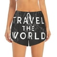 thumbnail image 2 of Picia Travel The World1 Pattern Women's 2 in 1 Athletic Running Shorts High Waisted Workout Casual Gym Sweat Shorts with Comfy Liner Zipper Pockets-Medium, 2 of 9