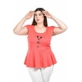 thumbnail image 1 of Blusa peplum con collar Roman Fashion /Tallas Extras, 1038 (Coral) coral 42, 1 of 5