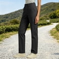 thumbnail image 6 of Inleife Women Solid Straight Leg Cargo Pants Zipper Button Closure Multi Pocket Outdoor Casual Utility Long Trousers, 6 of 6