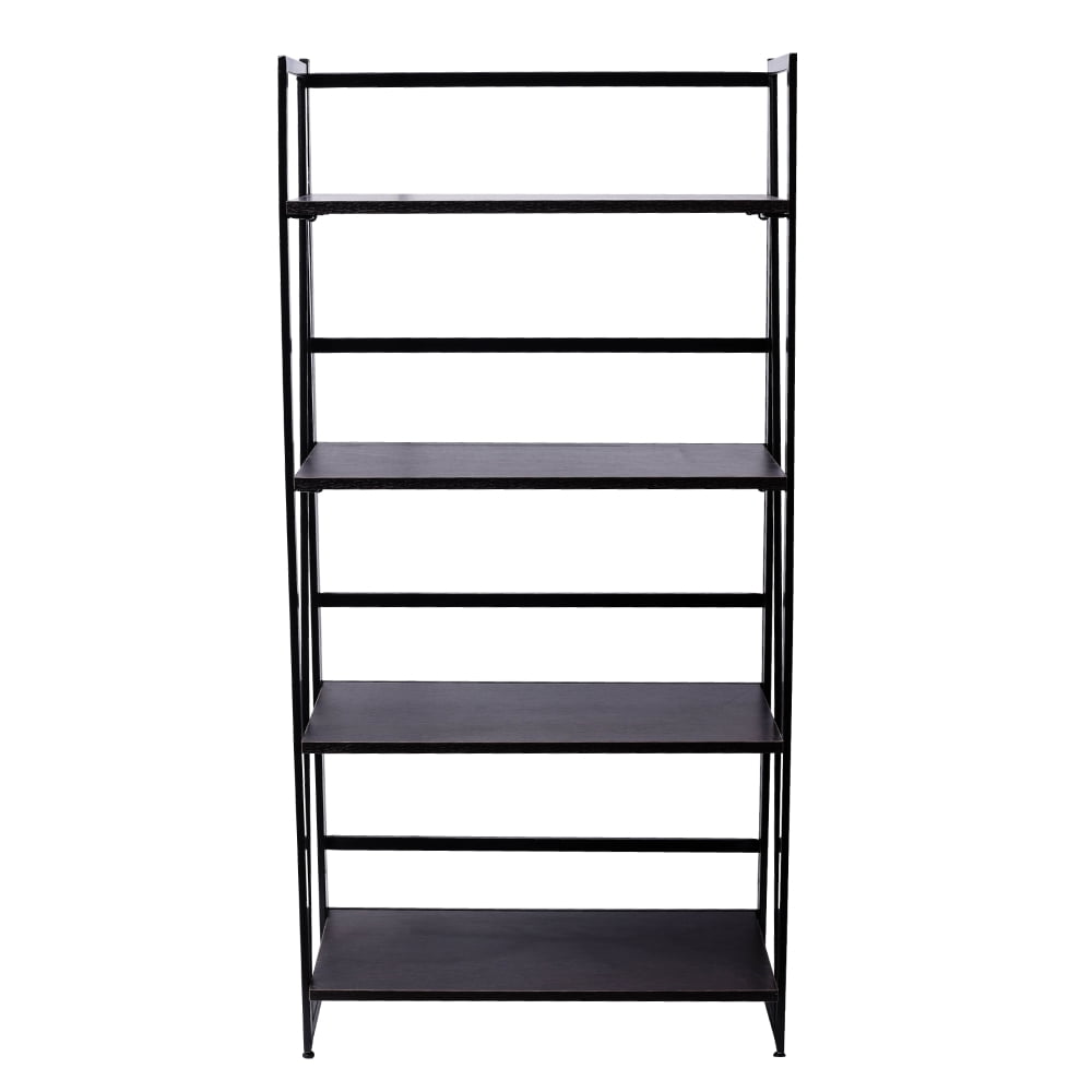 Kepooman Folding Bookshelf for Home Office, 4 Tiers Book Rack Organizer, Wooden Storage Shelves Vintage Kepooman Folding Bookshelf for Home Office, 4 Tiers Book Rack Organizer, Wooden Storage Shelves Vintage