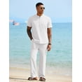 thumbnail image 2 of COOFANDY Men Linen Sets Outfits 2 Piece Casual Henley Shirts Casual Yoga Pants Set Hawaiian Beach Outfit, 2 of 9