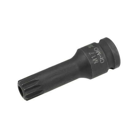 

Unique Bargains 1/2-Inch Drive x 17mm Impact Triple Square Spline Bit Socket w Tamper Proof Metric 3 Length Cr-Mo