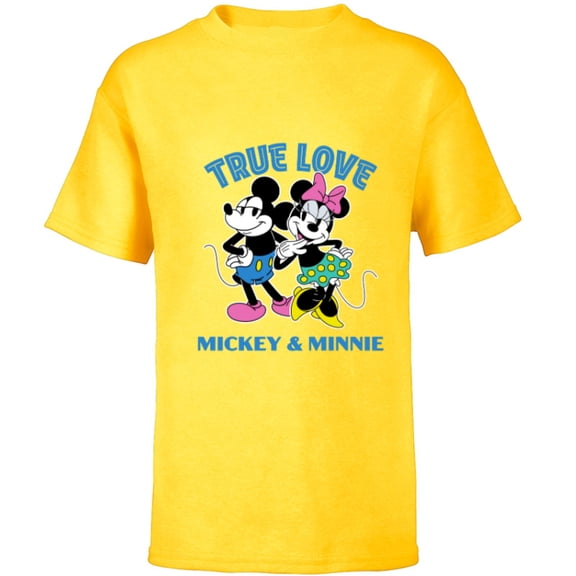 Disney Mickey & Minnie Mouse True Love Valentine’s Day - Short Sleeve T-Shirt for Kids - Customized-Yellow