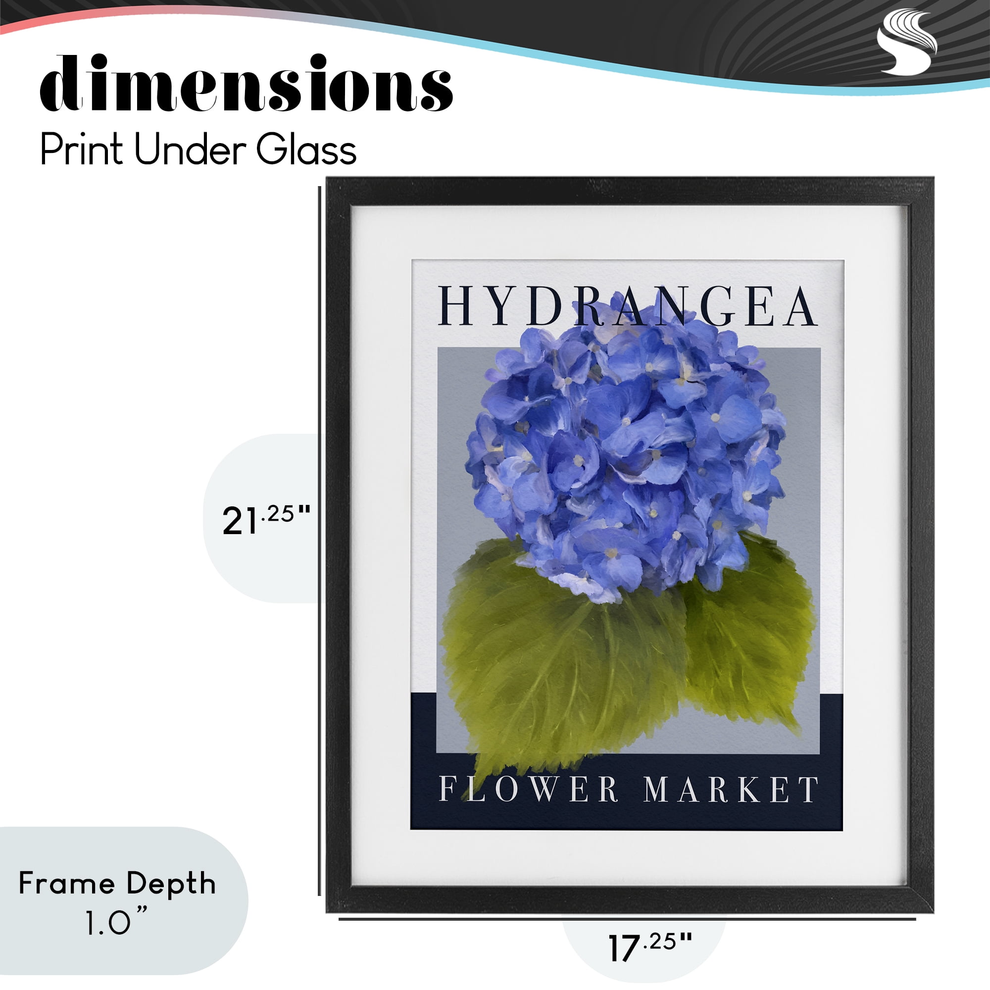 Stupell Industries Hydrangea Flower Market Black Framed Print Under Glass, design by Jennifer Stith