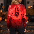 thumbnail image 6 of Halloween Cardigan for Women Funny Halloween Party Graphic Womens Cardigan Sweaters Open Knit Utton Down Cropped Long Sleeve Fall Winter Trendy Plus Size Cardigan Sweaters Red 5XL, 6 of 6