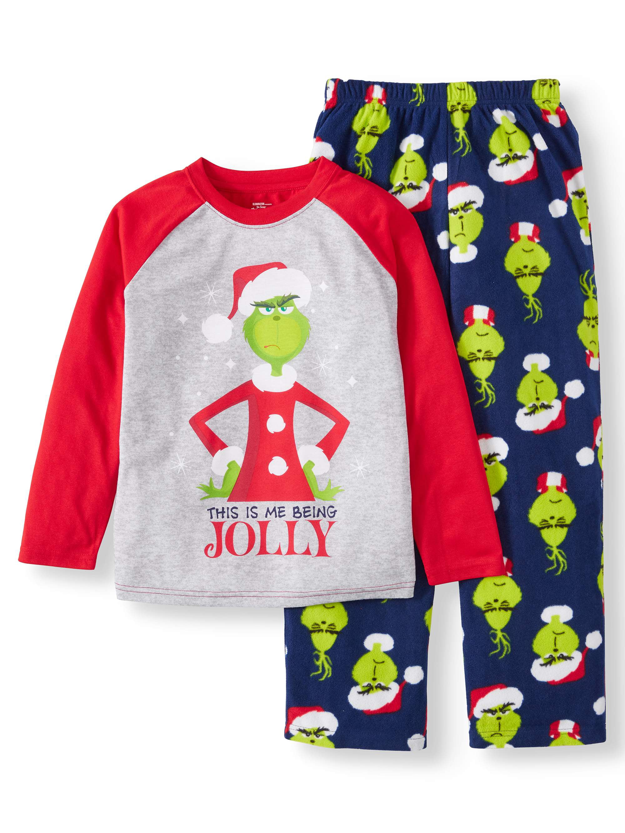 Seuss The Grinch Pajamas Set Shirt Pants Boy Girl 10 12 L Christmas NWT Kids Dr 
