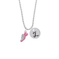 thumbnail image 2 of Delight Jewelry Silvertone Hot Pink Running Shoe Silvertone Script Initial Disc - Z - Charm Necklace, 20"+3", 2 of 4