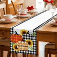 thumbnail image 5 of Thanksgiving Table Runner 48 Inches Long Farmhouse Dress Scarves, Fall Orange Black Plaid Pumpkin Sunflower Dining Tablerunner for Coffee Table/Kitchen Island/Party Décor, 13" x 48", 5 of 8