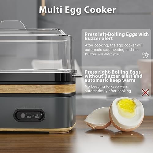 Rapid Egg Cooker Electric 6 Eggs Capacity, Soft, Medium, Hard Boiled, Poacher, Omelet Maker Egg Poacher With Auto Shut-Off, BPA Free Black