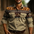 thumbnail image 5 of Mens Western Printed Button Down Shirts Vintage Cowboy Long Sleeve Craphic Shirts Slim Fit Casual Work Shirts Light blue XXL, 5 of 5