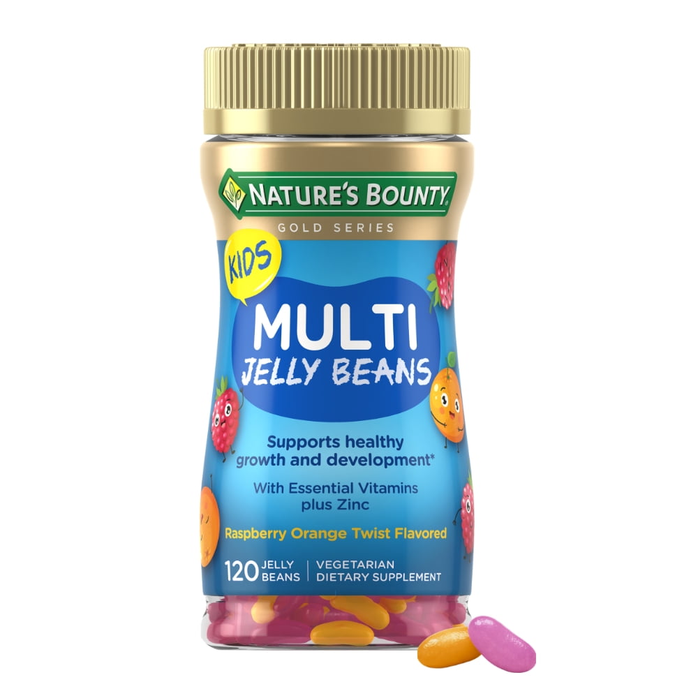 Natures Bounty Kids Multi Jelly Bean Multivitamin Supplements, Raspberry Orange, 90Ct