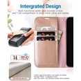 thumbnail image 3 of iPhone 13 Pro Case, iPhone 13 Pro 5G Case[Card Holder][Kickstand] [TPU Inner Shell][RFID Blocking] Flip Phone Cover Compatible for 6.1 Inch iPhone 13 Pro -Black - 3 Rear Cameras (Peach Metallic), 3 of 7