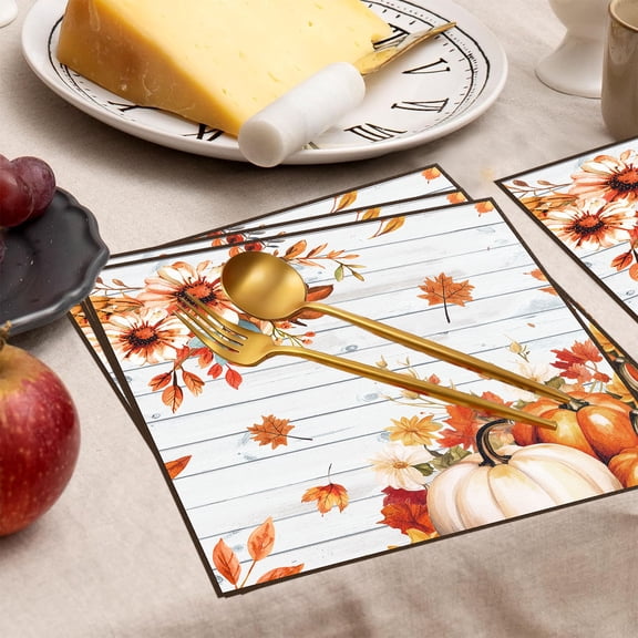 24 Pack Fall Thanksgive Napkins Halloween 6.5x6.5 In Maple Leaves Pumpkin Dinner Autumns Leaf Luncheon Napkin For Home Kitchen Paper Watercolor Autumn Disposable Pumpkins Party