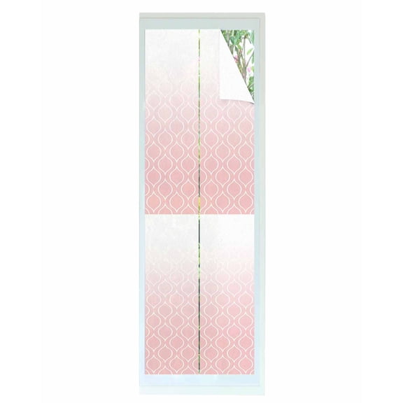 Window Privacy Film Moroccan Pink Stained Glass Window Film Decorative Sun Block Window Cover Abstract Geometric Gradient Modern Window Clings Static Adhesive Sticker for Bathroom 29.5"x118"