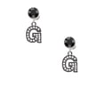 thumbnail image 2 of Delight Jewelry Black Nickeltone Crystal Initial - G - Beaded Border - Black Crystal Clip on Earrings, 2 of 5