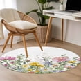 thumbnail image 4 of Round Area Rug 3 Ft, Spring Floral Washable Non-Slip Circle Carpet for Living Room/Bedroom, Watercolor Flower Eucalyptus Leaves Botanical Low-Profile Small Floor Mats Collection Rugs for Indoor, 4 of 8