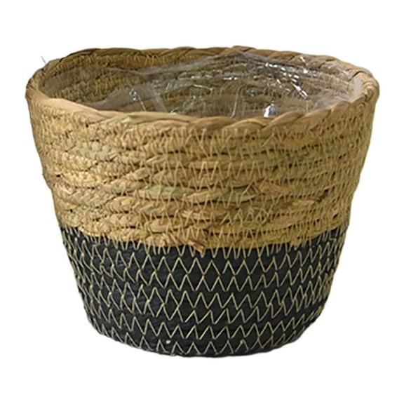 Seyotauo Plant Basket, Wicker Basket Planter for Pot, Round Indoor Tree Pot Cover, Middle Boho Storage Bin Organizer, Rustic Baskets for Plants and Home Decor