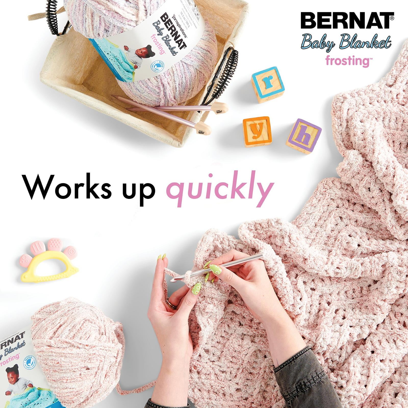 Bernat® Baby Blanket Frosting™ #6 Super Bulky Polyester Fil, 10.5oz/300g 220 Yards BABY BLANKET FROSTING FIL