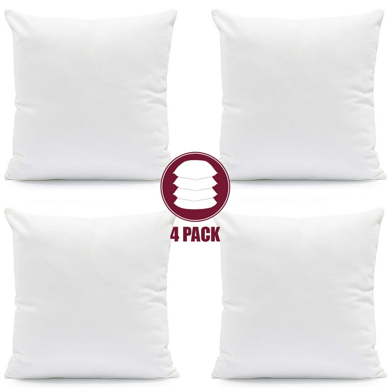 ACCENTHOME 16x16 Pillow Inserts (Pack of 4) Hypoallergenic Throw Pillows  Forms | White Square Throw Pillow Insert | Decorative Sham Stuffer Cushion