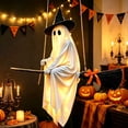 thumbnail image 4 of Light-Up Flying Ghost, Large Hanging Flying Halloween Decor, Floating Witch Ornament Outdoor Indoor Decoration Prop, Halloween Yard Decor for Porch Tree Doorway Party, A, 4 of 6