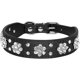 thumbnail image 1 of Veeki Cute Pu Leather Dog Collar - Rhinestone Flower Pattern Studded - 1 Inch Width Fit Small And Medium Dogsblack(s:11-13"), 1 of 4
