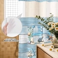 thumbnail image 2 of No Hook Shower Curtain with Built-in Rings - Coastal Washable Waterproof Fabric Bathroom Curtains for Hotel,Rentals, Stall 48 X 72 Inch , Vintage Beach Starfish Shell Aqua Baby Blue, 2 of 9