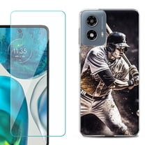 OneToughShield ® Shockproof Phone Case Compatible with Motorola Moto G Power 5G 2024, with Tempered Glass Screen Protector - Baseball Player