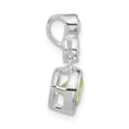 thumbnail image 2 of Sterling Silver Polished Green & Clear CZ Circles Chain Slide Pendant Charm, 2 of 4