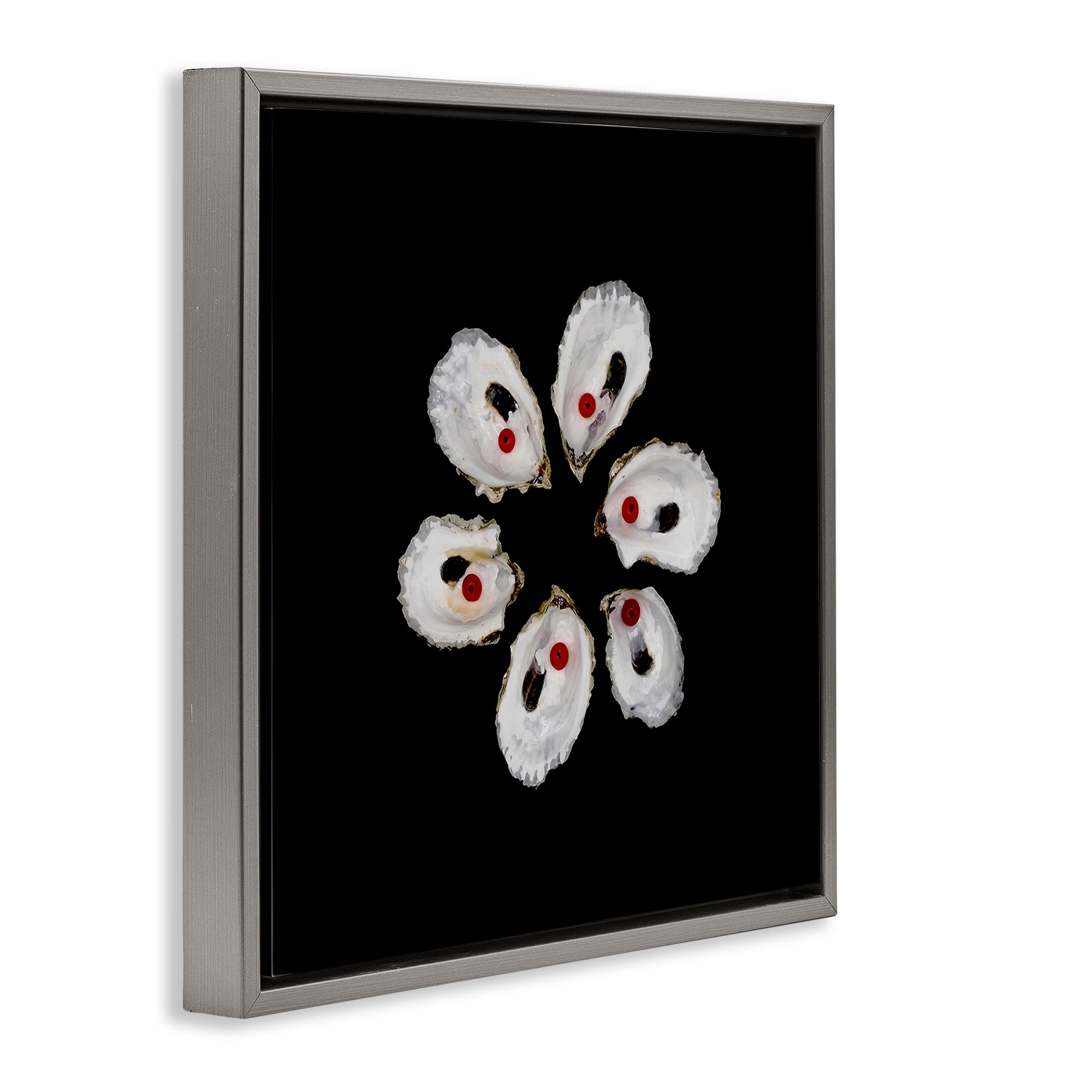 Stupell Industries Oyster Shells Symmetry Gray Framed Floater Canvas Wall Art, design by Beth Adoette