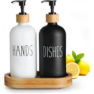 GAOHANG Dish Soap Dispenser for Kitchen Sink,Glass Hand Soap Dispenser Set  for