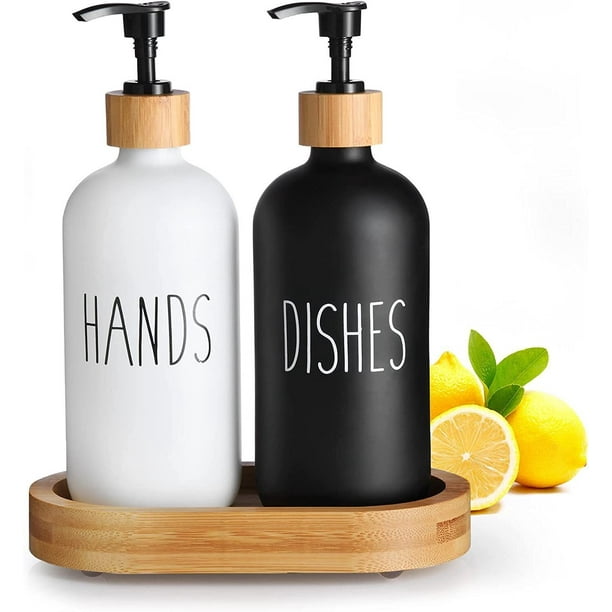 Glass Soap Dispenser Set, Contains Glass Hand Soap Dispenser and Glass
